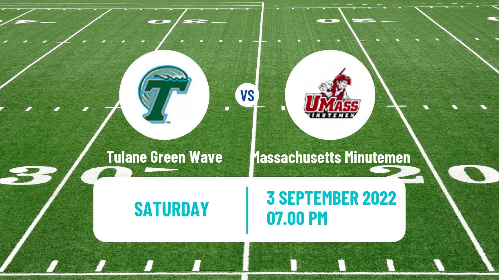 American football NCAA College Football Tulane Green Wave - Massachusetts Minutemen