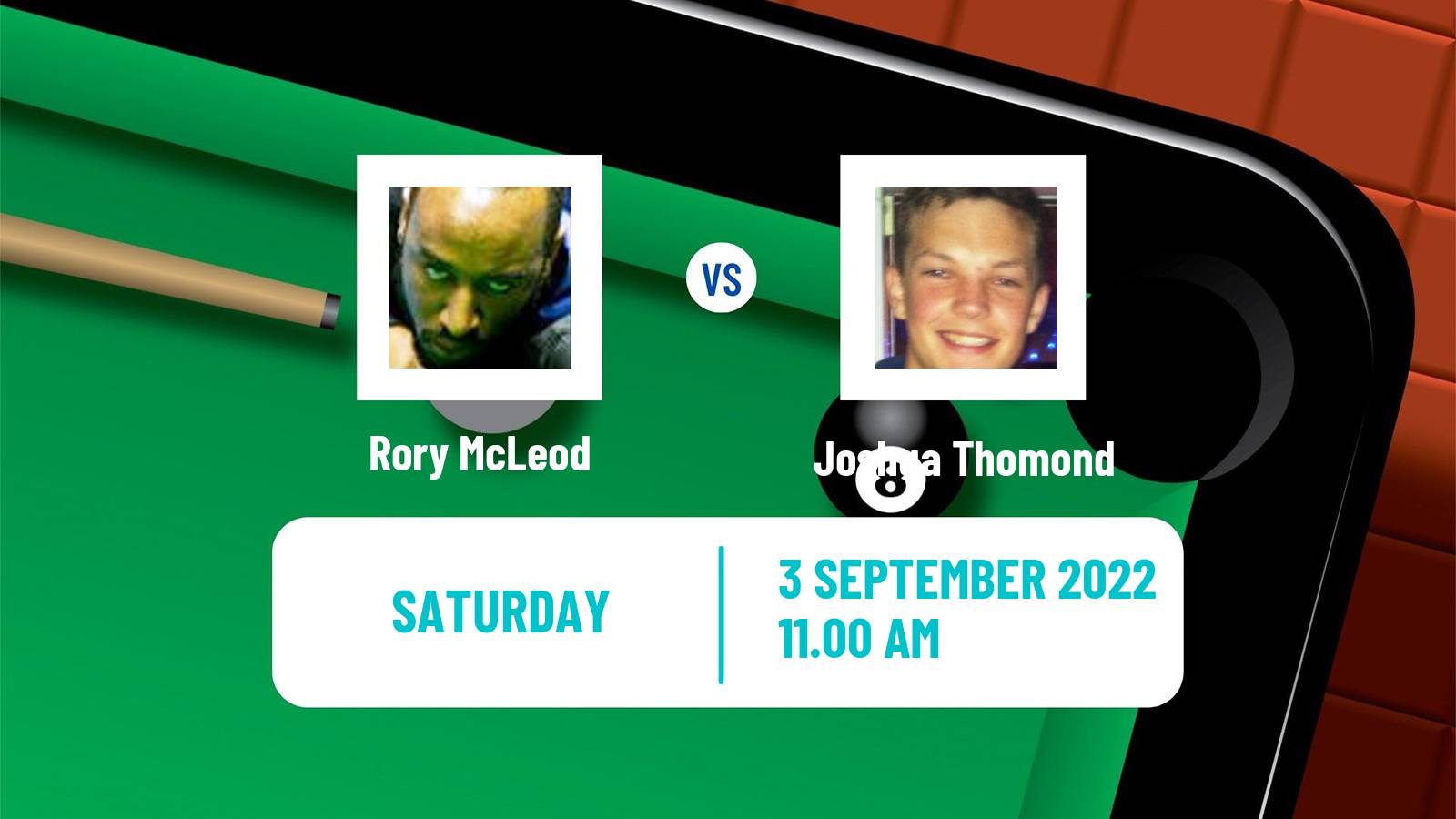 Snooker Snooker Rory McLeod - Joshua Thomond