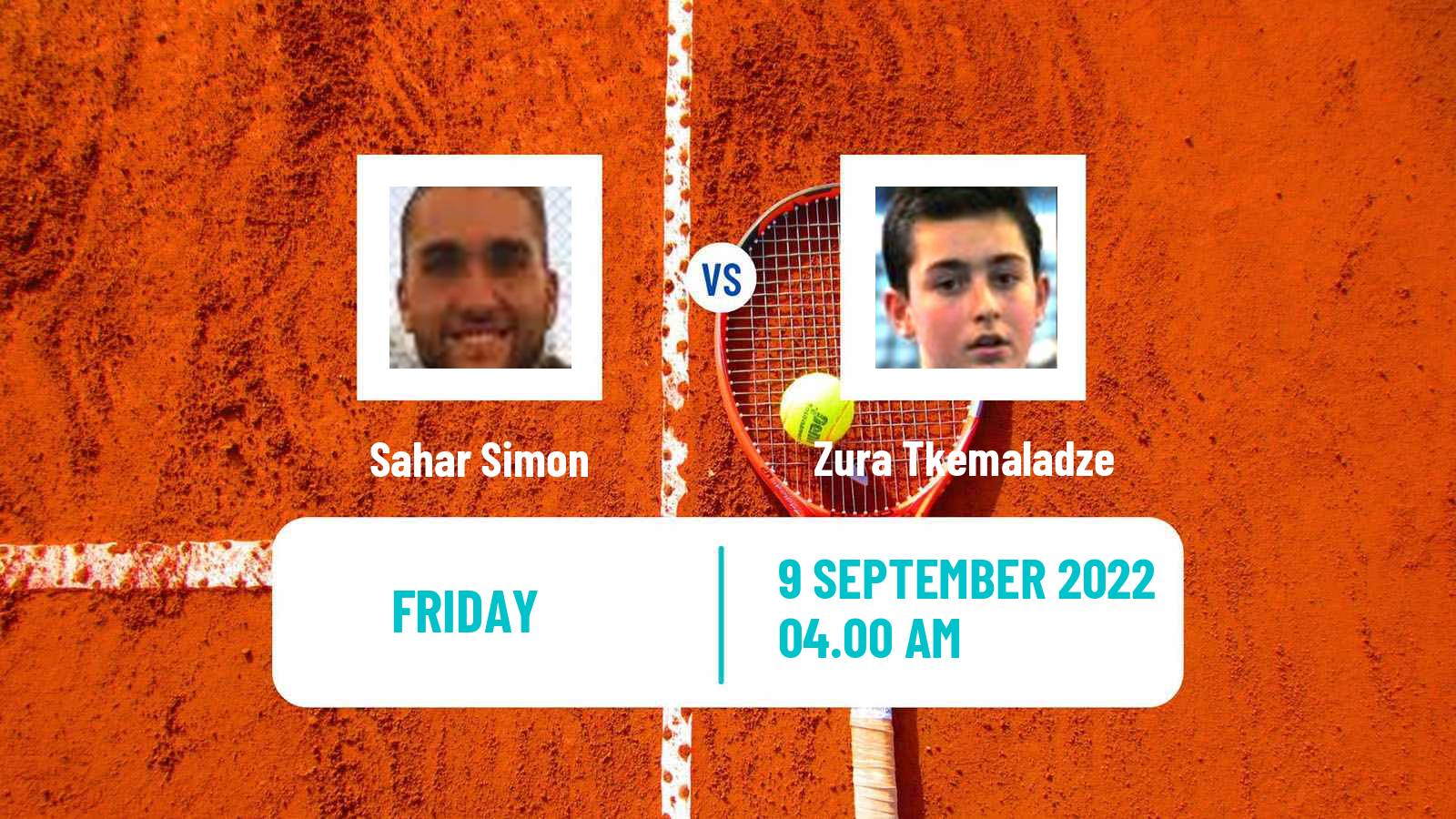 Tennis ITF Tournaments Sahar Simon - Zura Tkemaladze