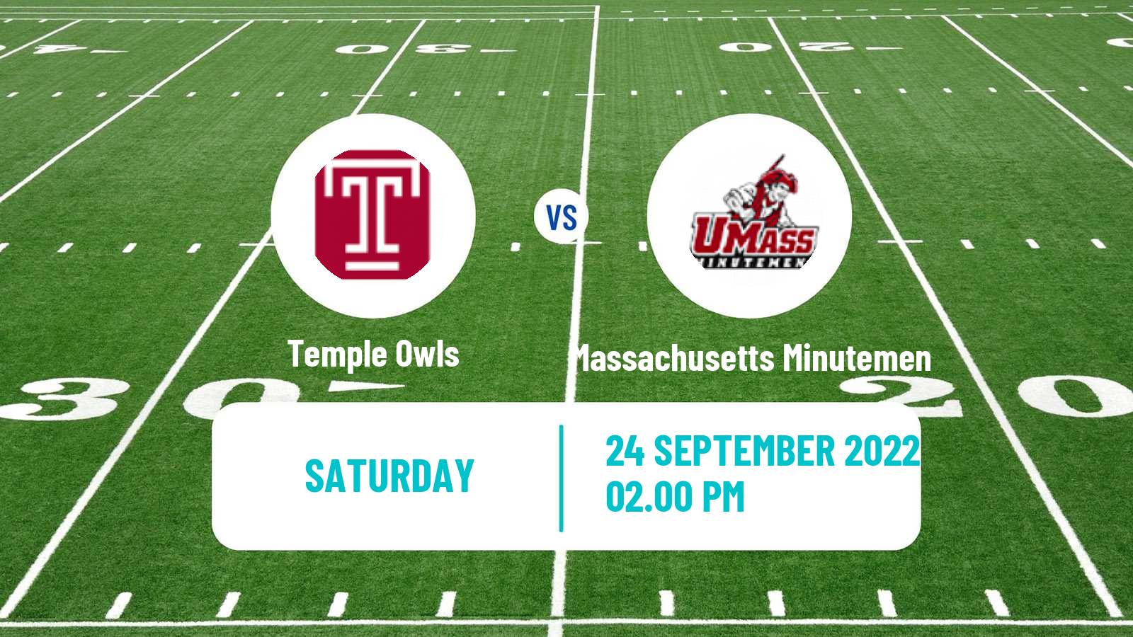 American football NCAA College Football Temple Owls - Massachusetts Minutemen