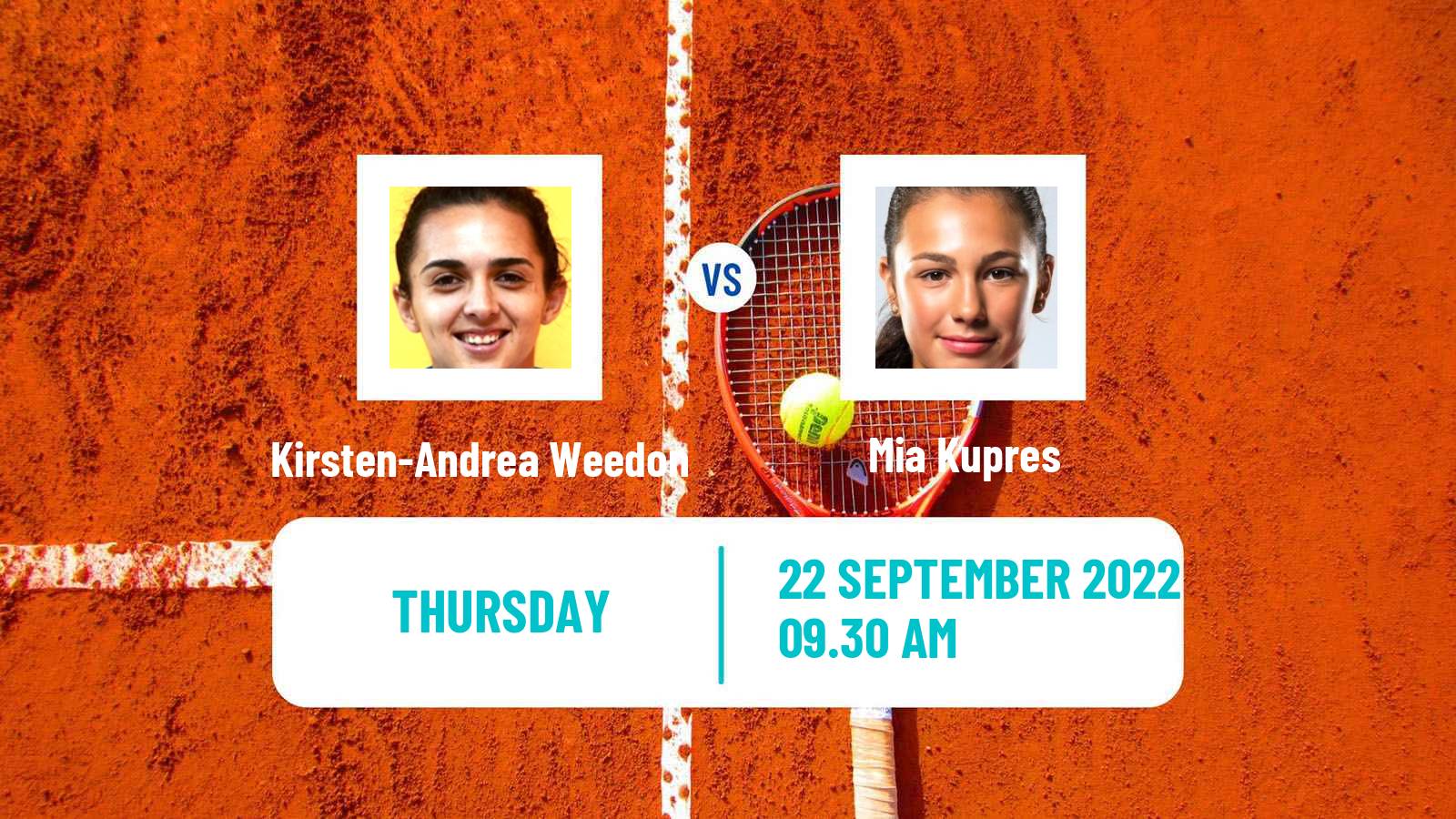 Tennis ITF Tournaments Kirsten-Andrea Weedon - Mia Kupres