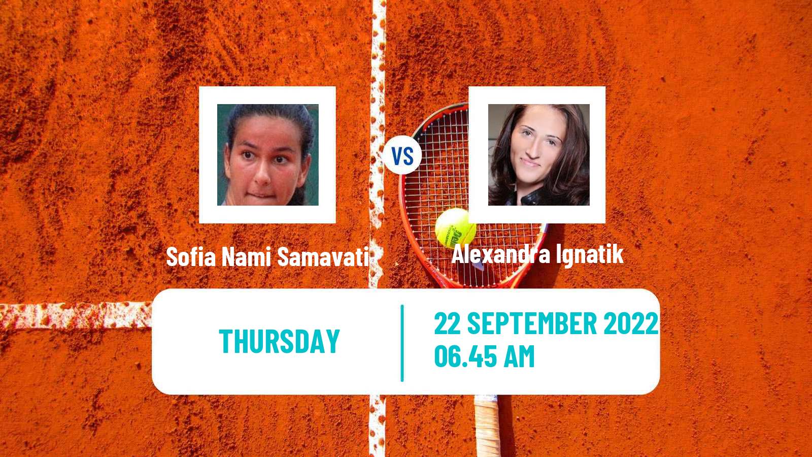 Tennis ITF Tournaments Sofia Nami Samavati - Alexandra Ignatik