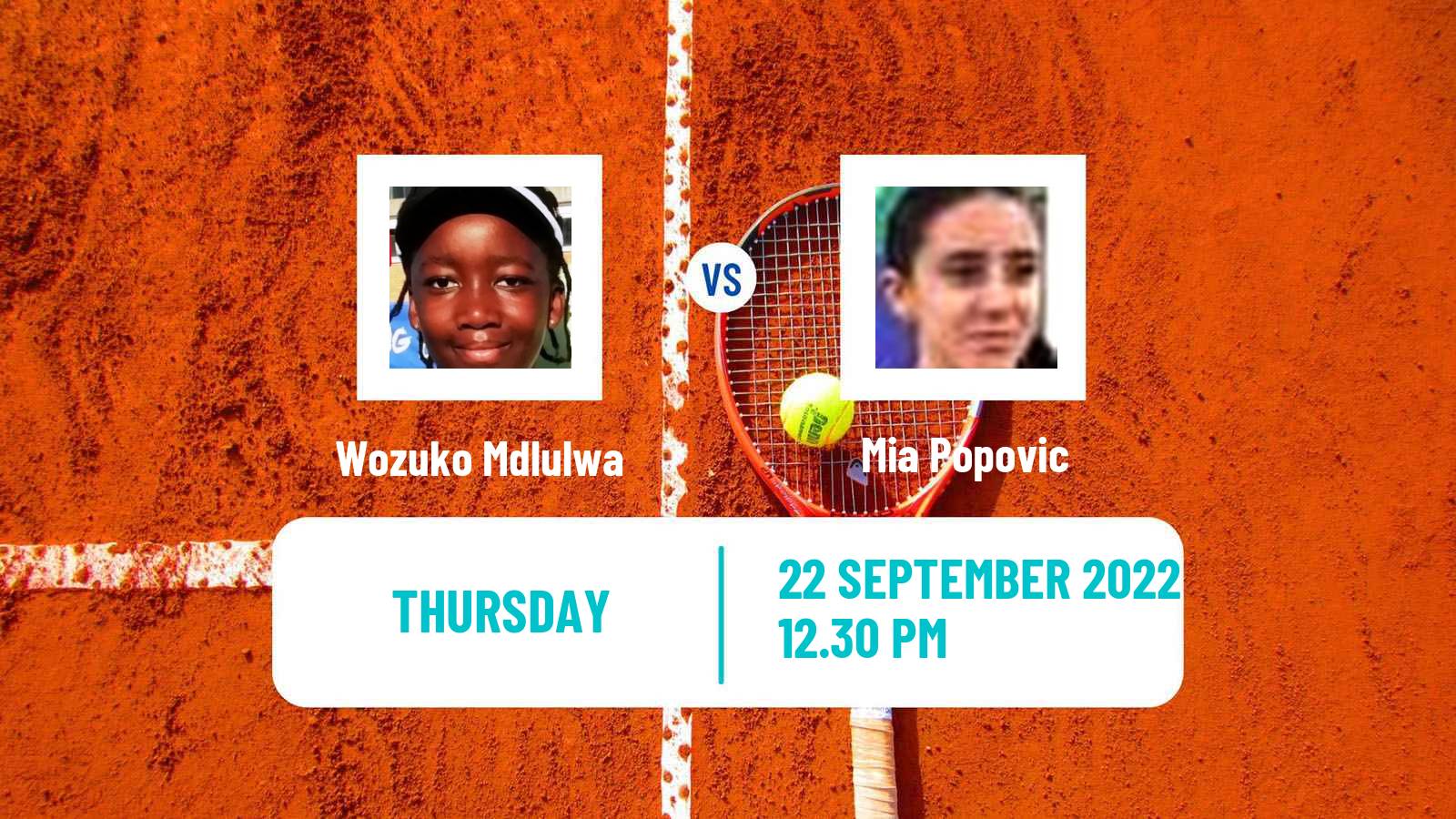 Tennis ITF Tournaments Wozuko Mdlulwa - Mia Popovic