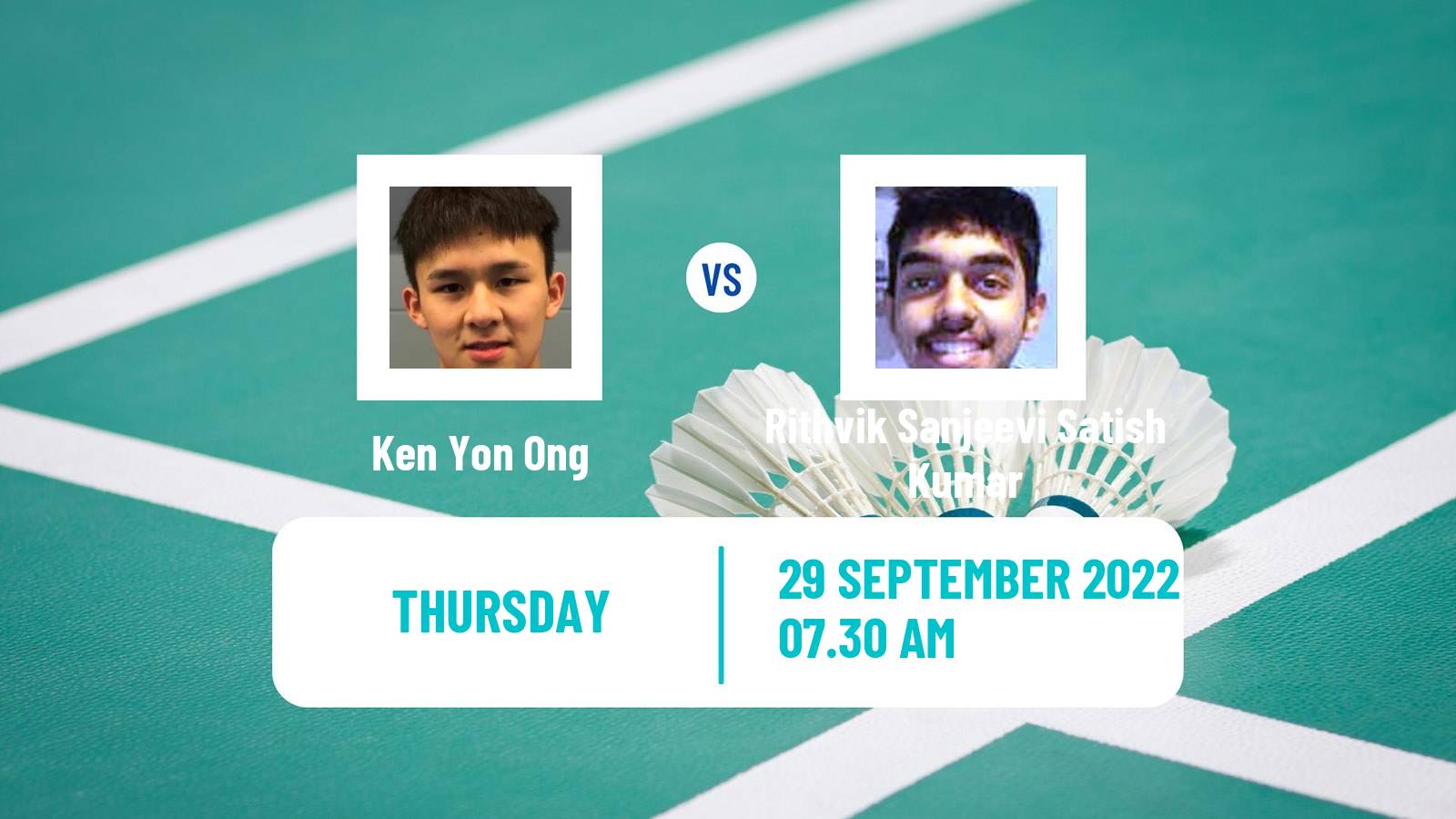 Badminton Badminton Ken Yon Ong - Rithvik Sanjeevi Satish Kumar