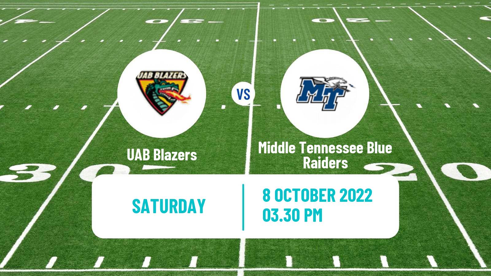 American football NCAA College Football UAB Blazers - Middle Tennessee Blue Raiders