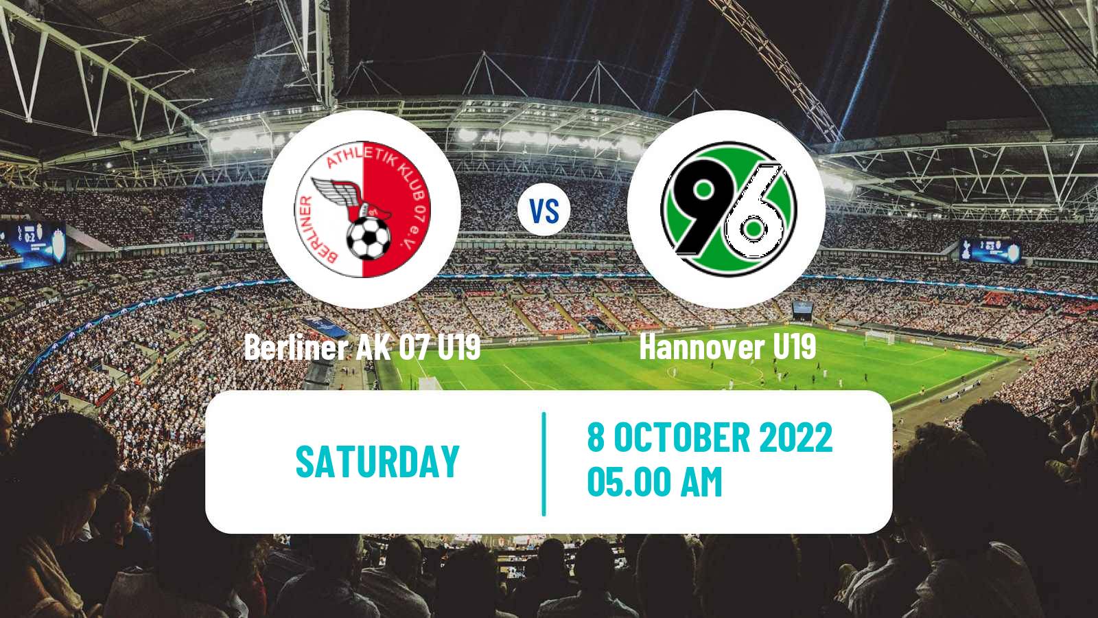 Soccer German Junioren Bundesliga North Berliner AK 07 U19 - Hannover U19
