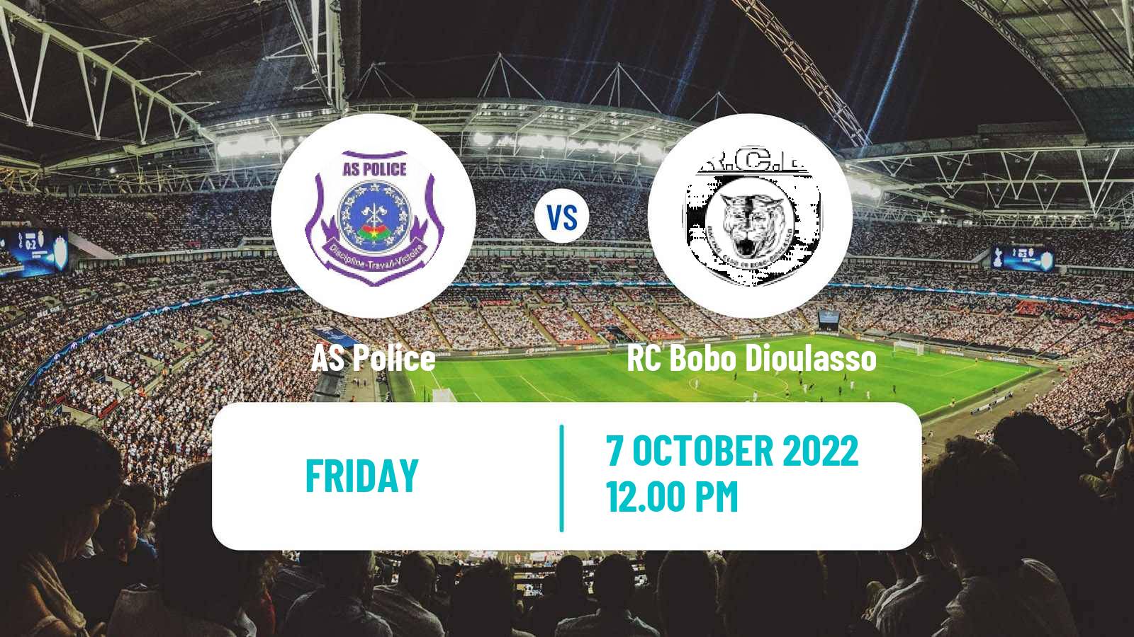 Soccer Burkina Faso Premier League AS Police - RC Bobo Dioulasso
