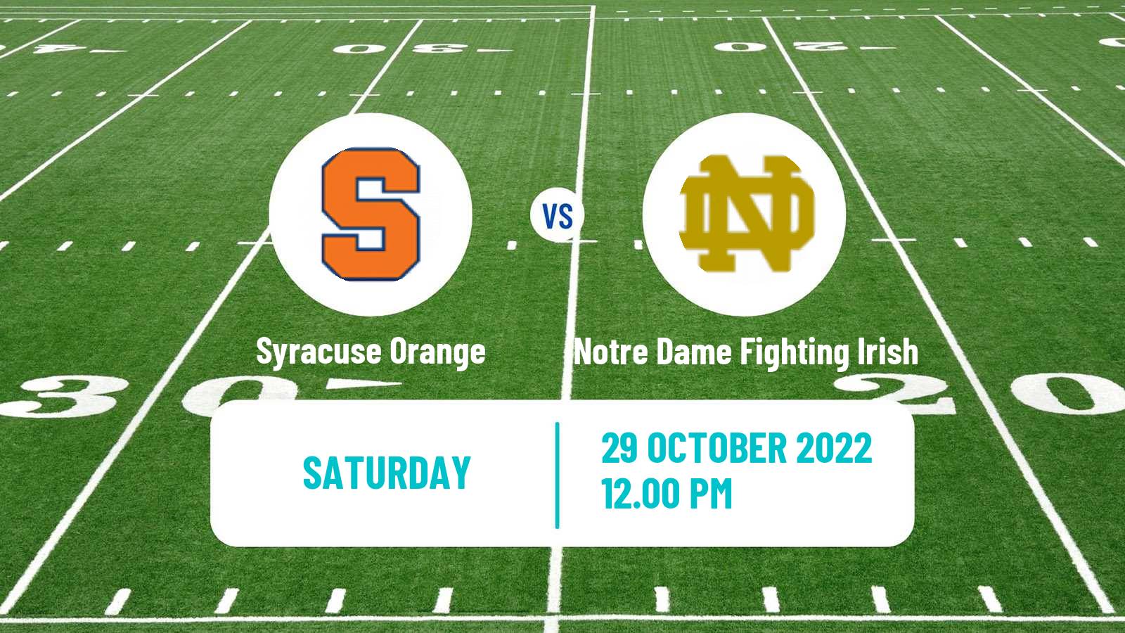 American football NCAA College Football Syracuse Orange - Notre Dame Fighting Irish