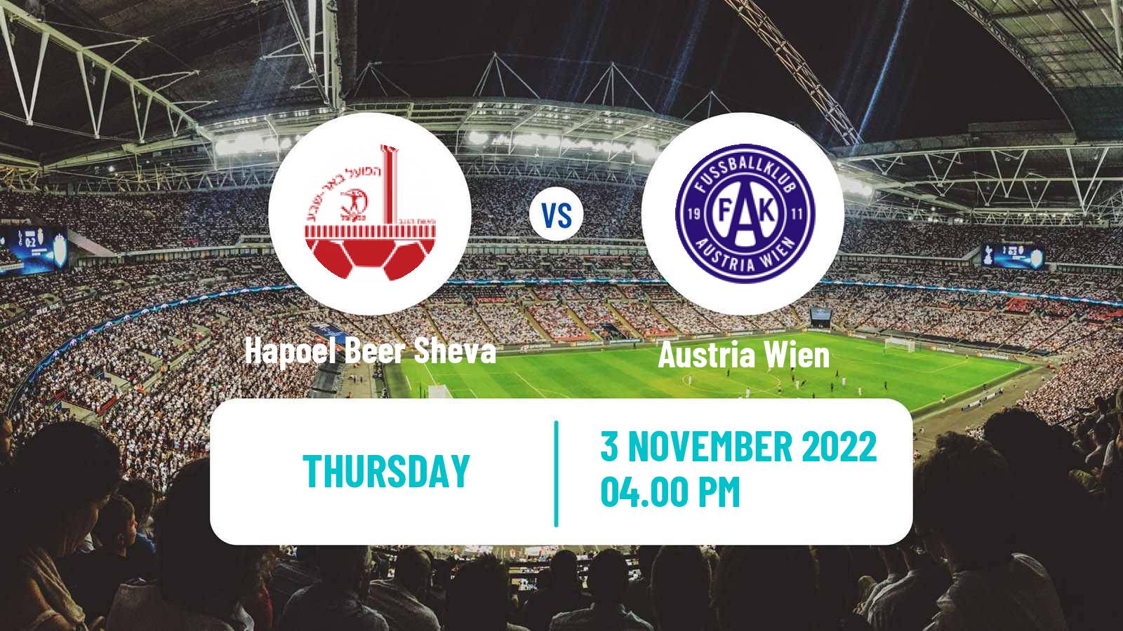 Soccer UEFA Europa Conference League Hapoel Beer Sheva - Austria Wien