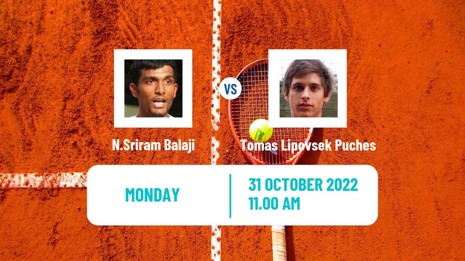 Tennis ATP Challenger N.Sriram Balaji - Tomas Lipovsek Puches