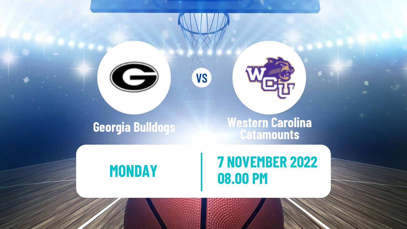 Basketball NCAA College Basketball Georgia Bulldogs - Western Carolina Catamounts