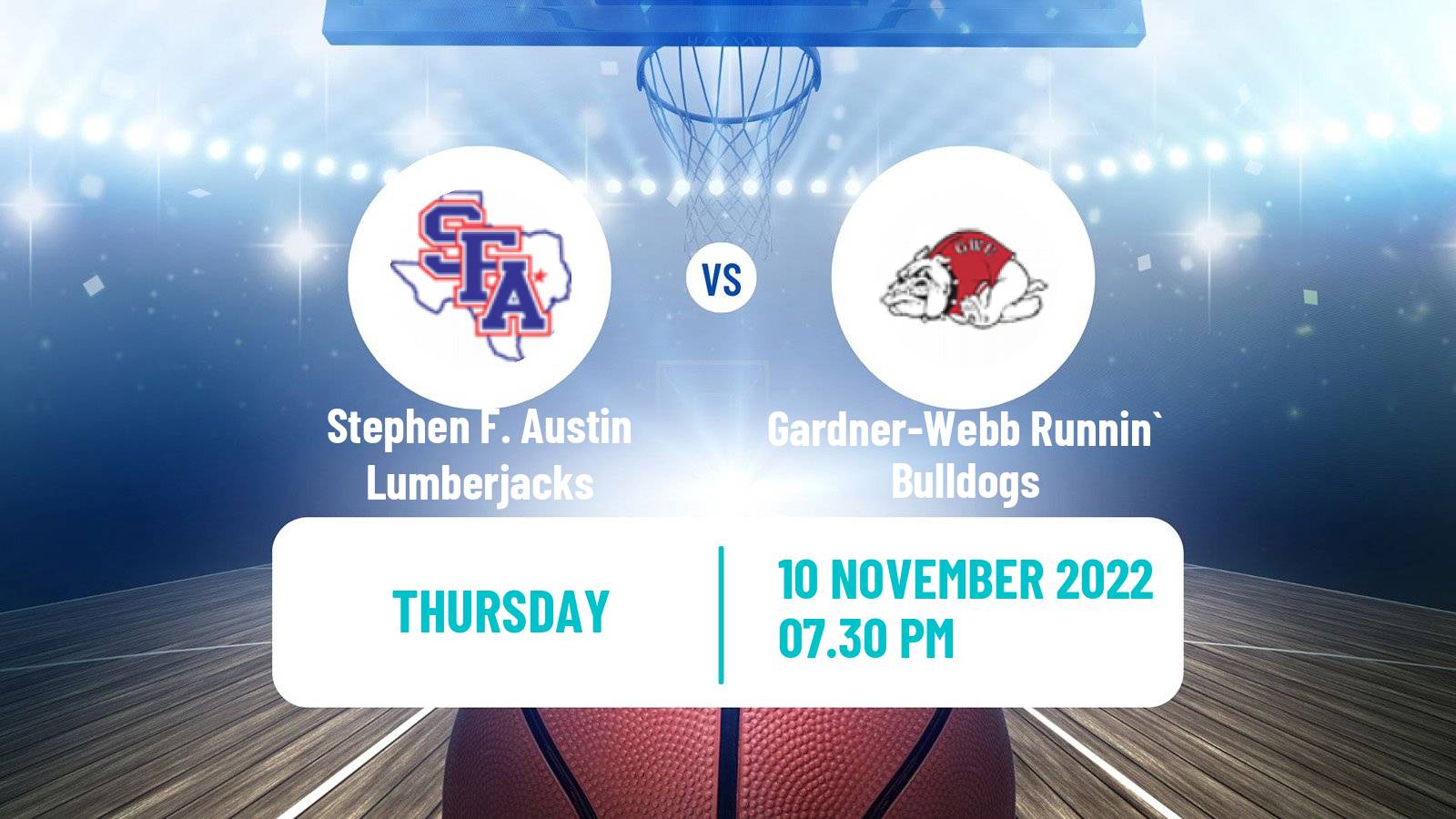 Basketball NCAA College Basketball Stephen F. Austin Lumberjacks - Gardner-Webb Runnin` Bulldogs