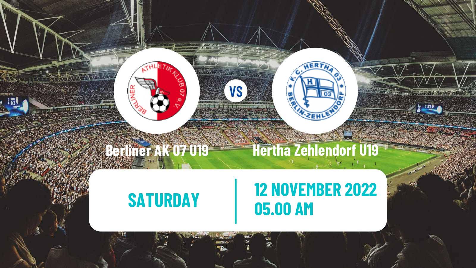 Soccer German Junioren Bundesliga North Berliner AK 07 U19 - Hertha Zehlendorf U19