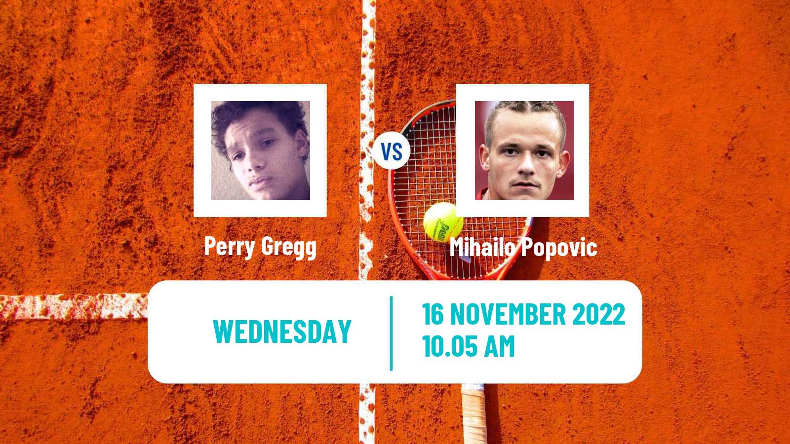 Tennis ITF Tournaments Perry Gregg - Mihailo Popovic
