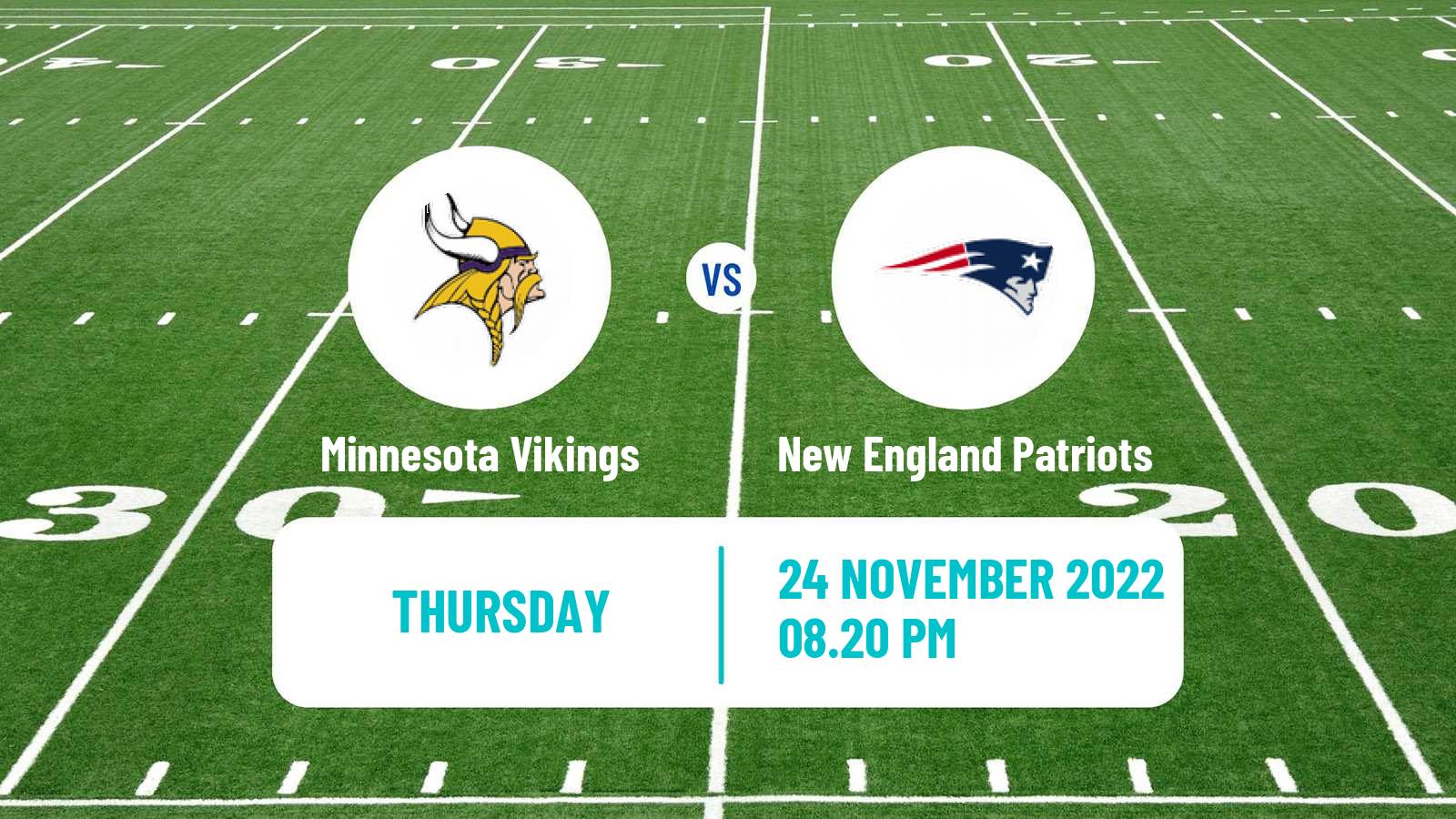 American football NFL Minnesota Vikings - New England Patriots
