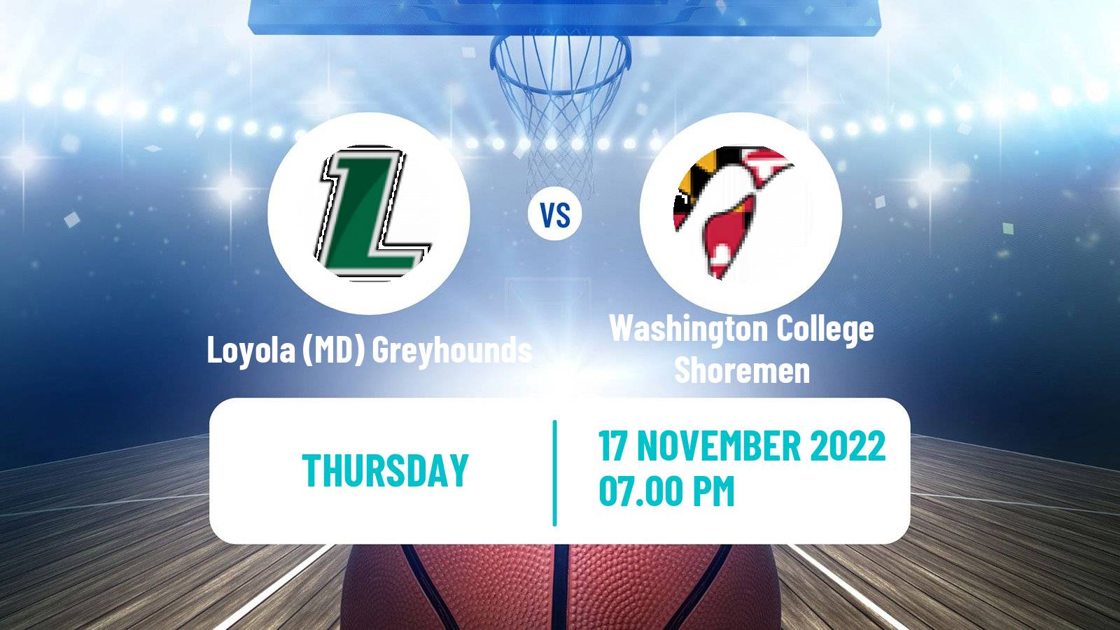 Basketball NCAA College Basketball Loyola MD Greyhounds - Washington College Shoremen