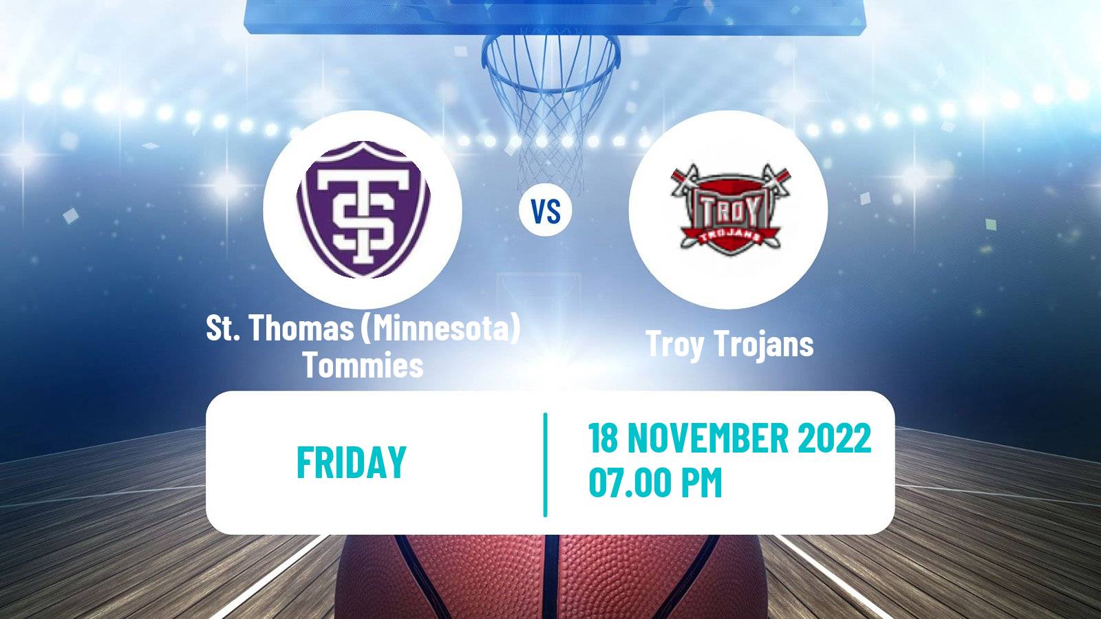 Basketball NCAA College Basketball St. Thomas Minnesota Tommies - Troy Trojans