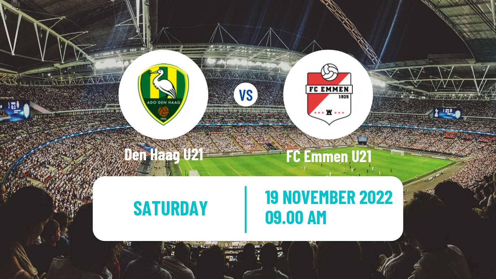 Soccer Dutch Divisie 1 U21 Den Haag U21 - Emmen U21