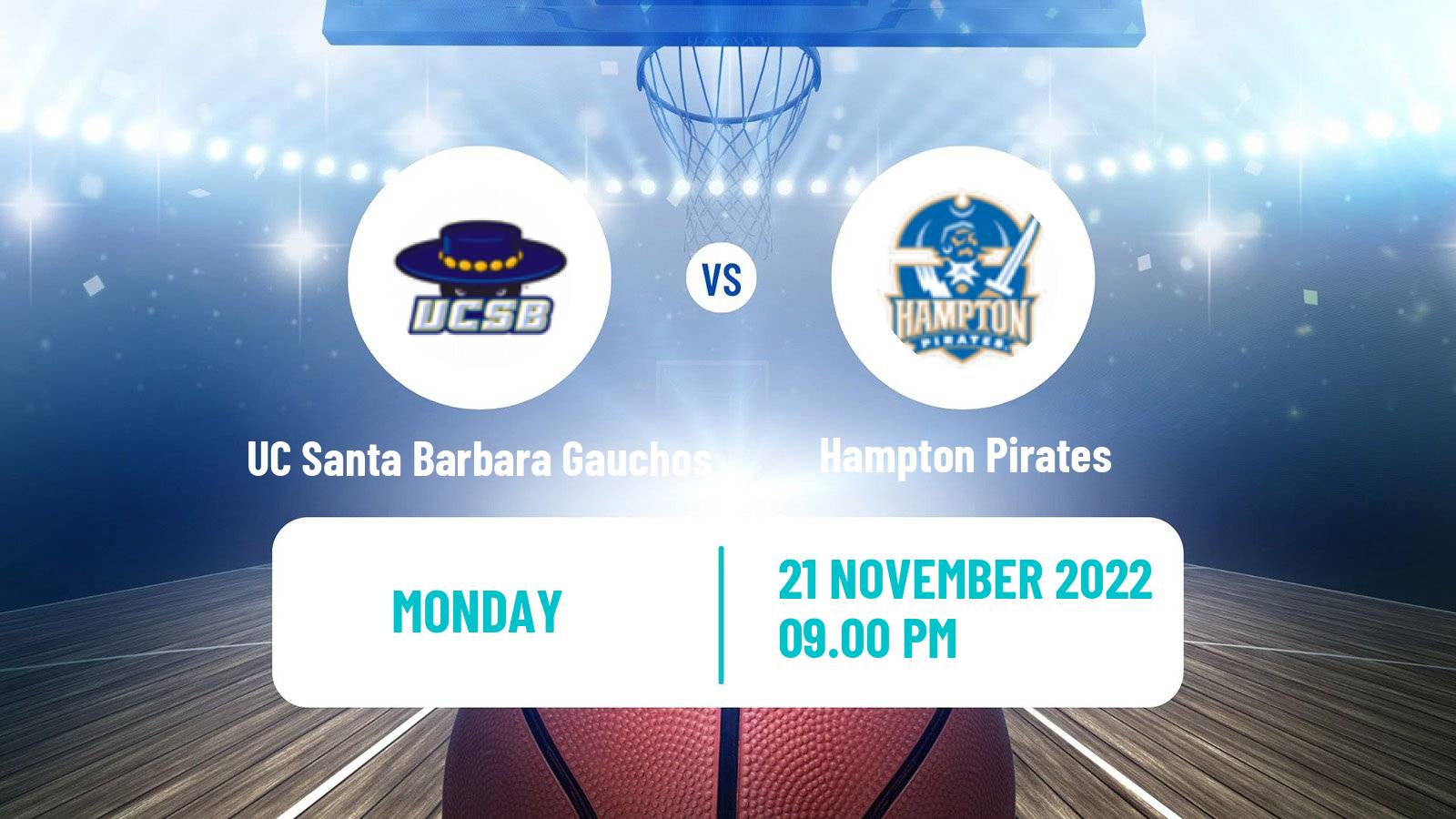 Basketball NCAA College Basketball UC Santa Barbara Gauchos - Hampton Pirates
