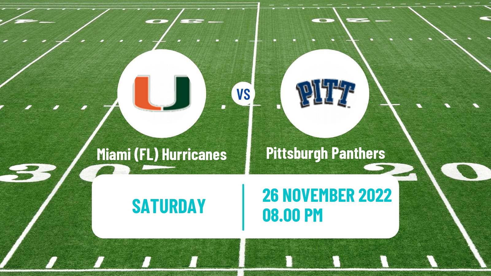 American football NCAA College Football Miami FL Hurricanes - Pittsburgh Panthers