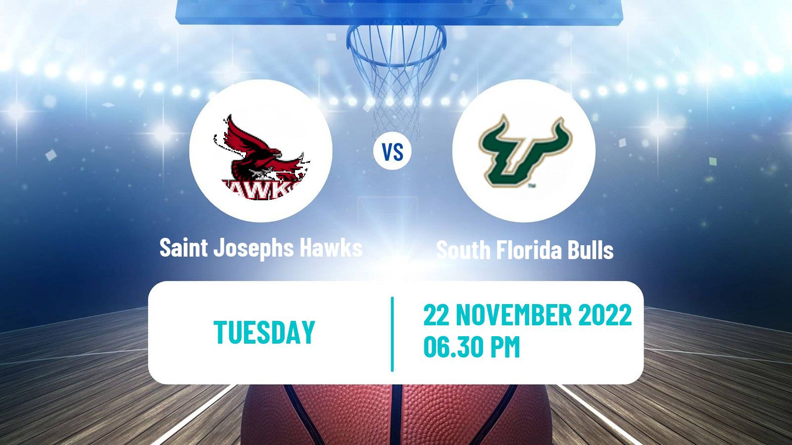 Basketball NCAA College Basketball Saint Josephs Hawks - South Florida Bulls