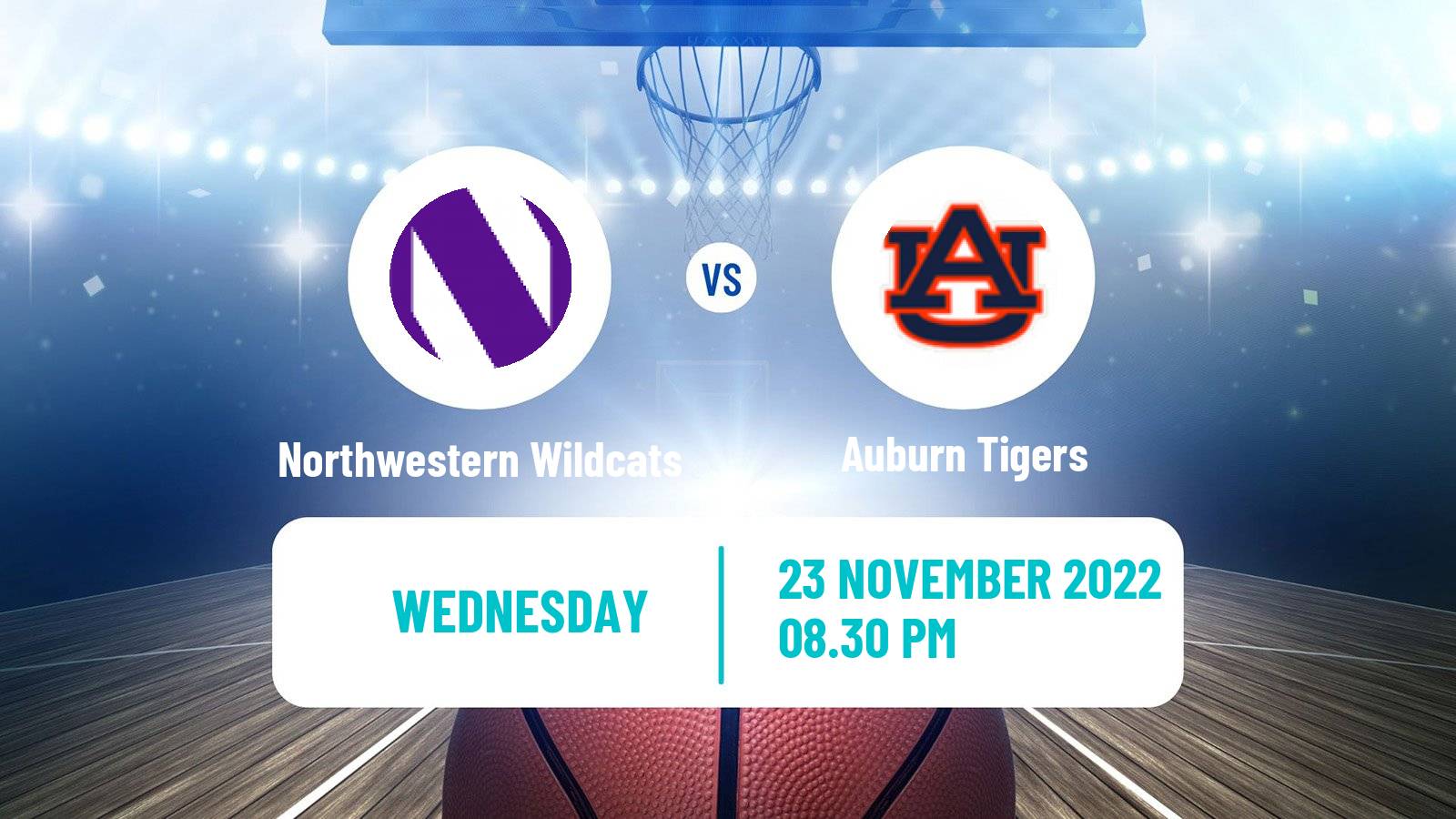 Basketball NCAA College Basketball Northwestern Wildcats - Auburn Tigers