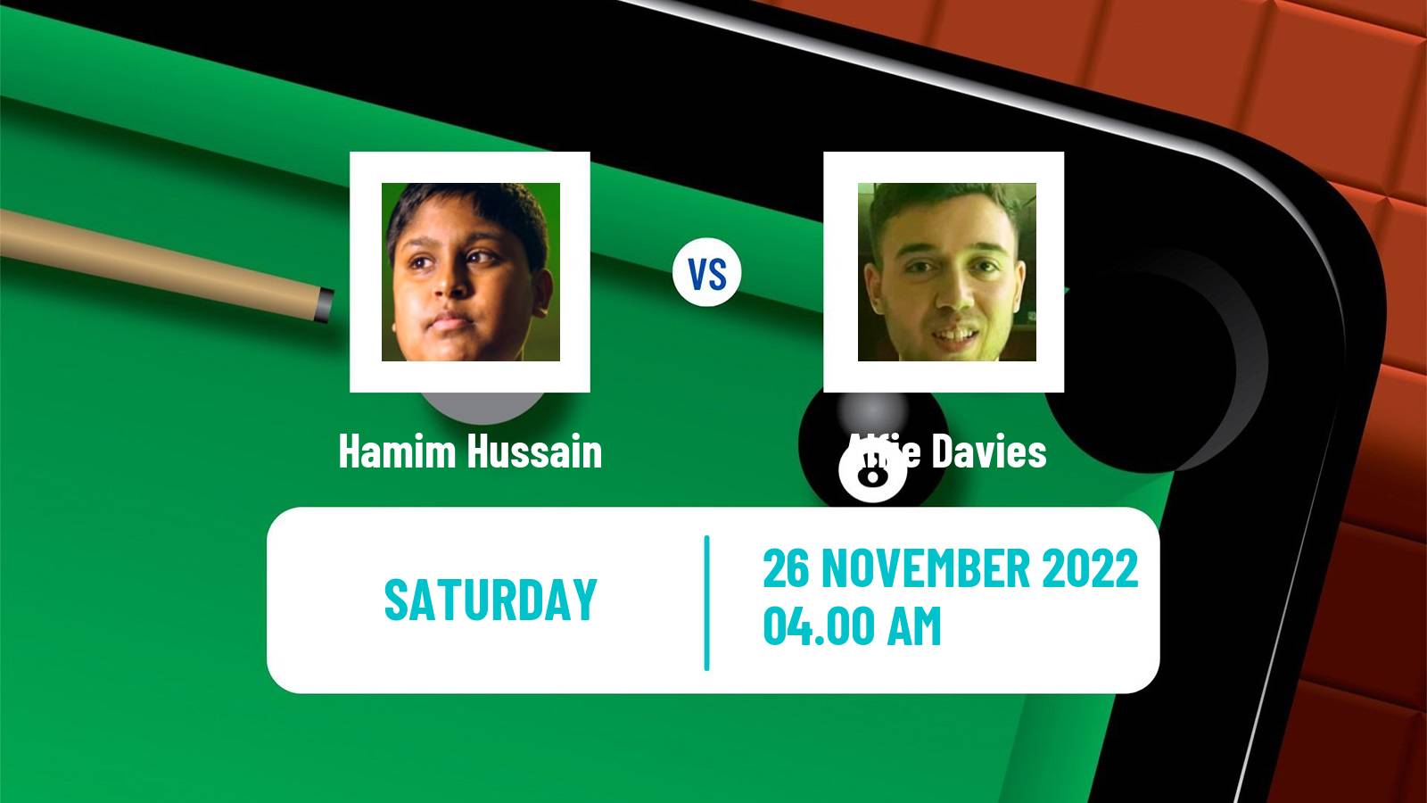 Snooker Snooker Hamim Hussain - Alfie Davies
