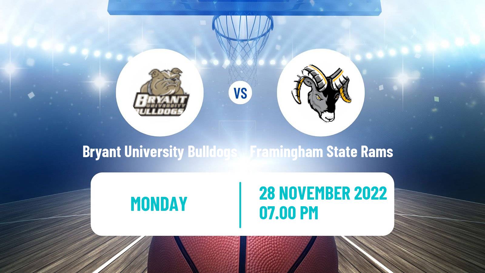 Basketball NCAA College Basketball Bryant University Bulldogs - Framingham State Rams
