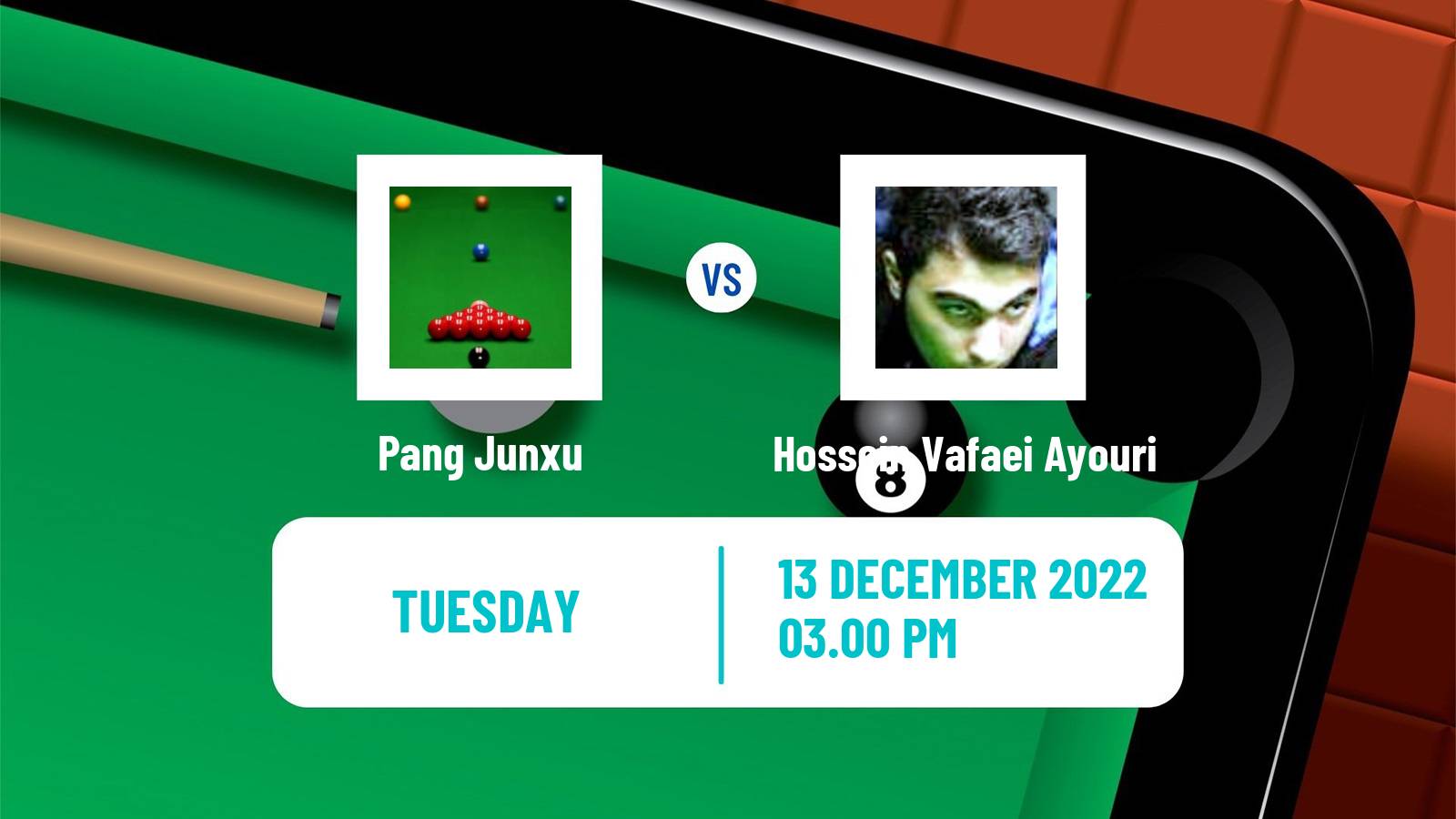 Snooker Snooker Pang Junxu - Hossein Vafaei Ayouri