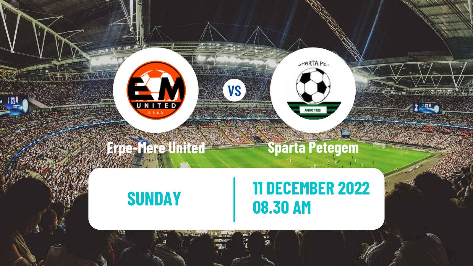 Soccer Belgian Second Amateur Division Group A Erpe-Mere United - Sparta Petegem
