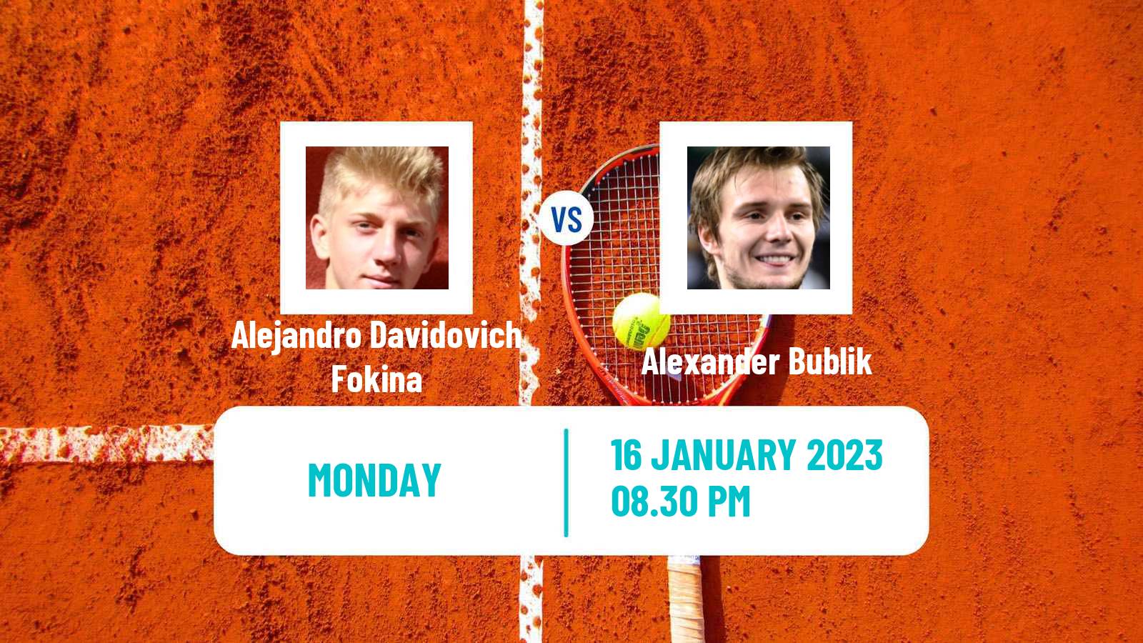 Tennis ATP Australian Open Alejandro Davidovich Fokina - Alexander Bublik