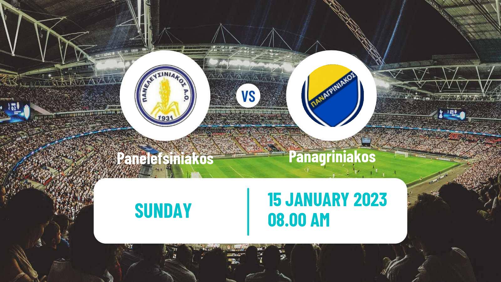 Soccer Greek Gamma Ethniki - Group 3 Panelefsiniakos - Panagriniakos