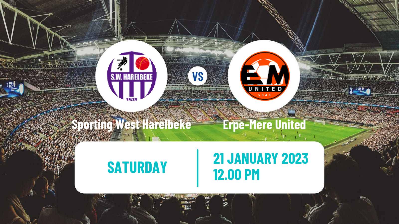 Soccer Belgian Second Amateur Division Group A Harelbeke - Erpe-Mere United