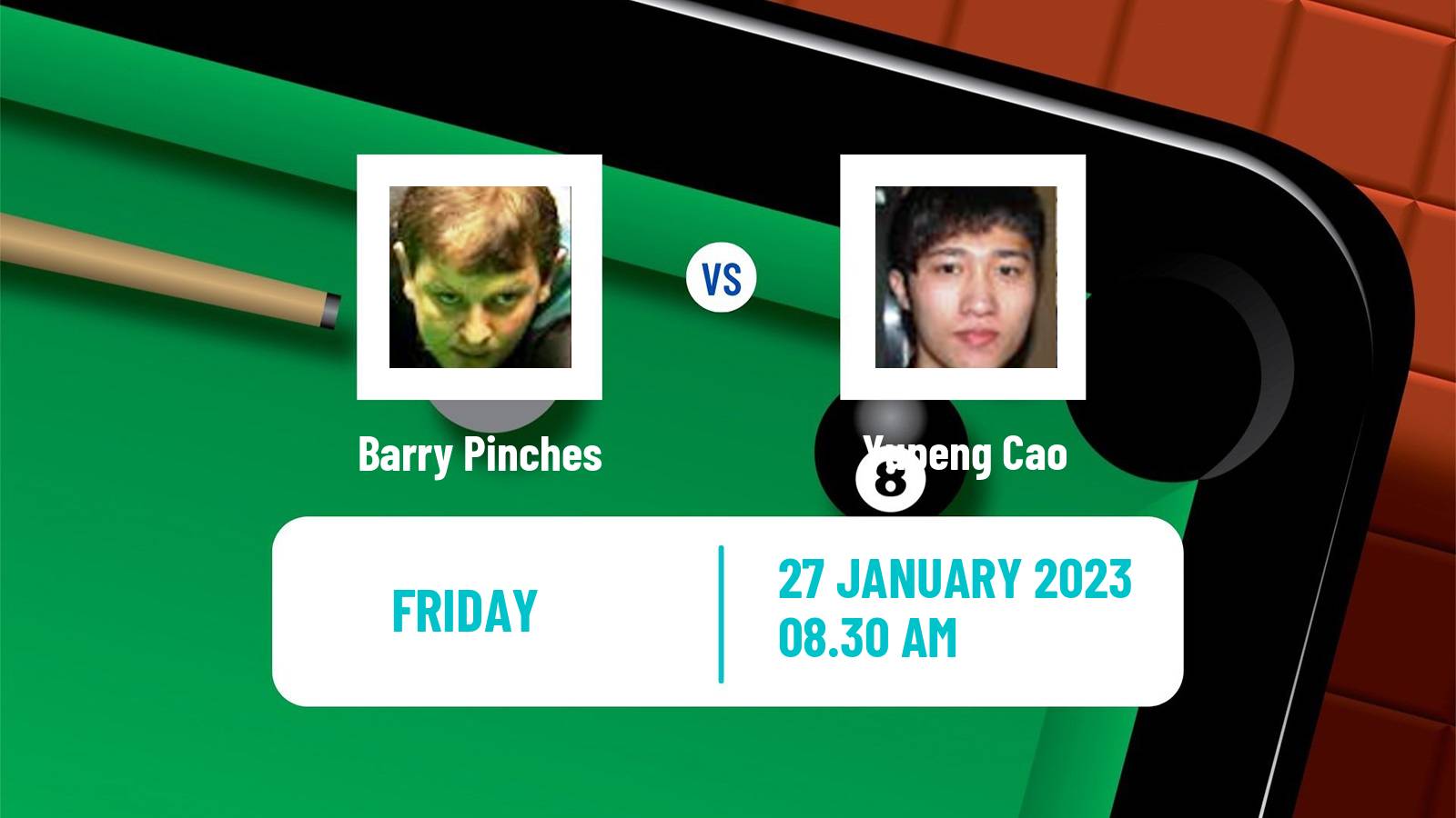 Snooker Snooker Barry Pinches - Yupeng Cao