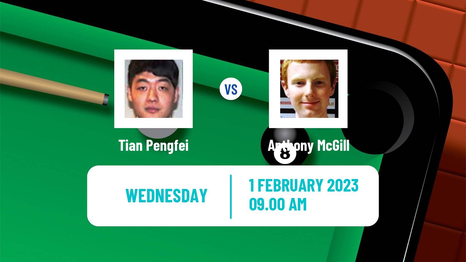 Snooker Snooker Tian Pengfei - Anthony McGill