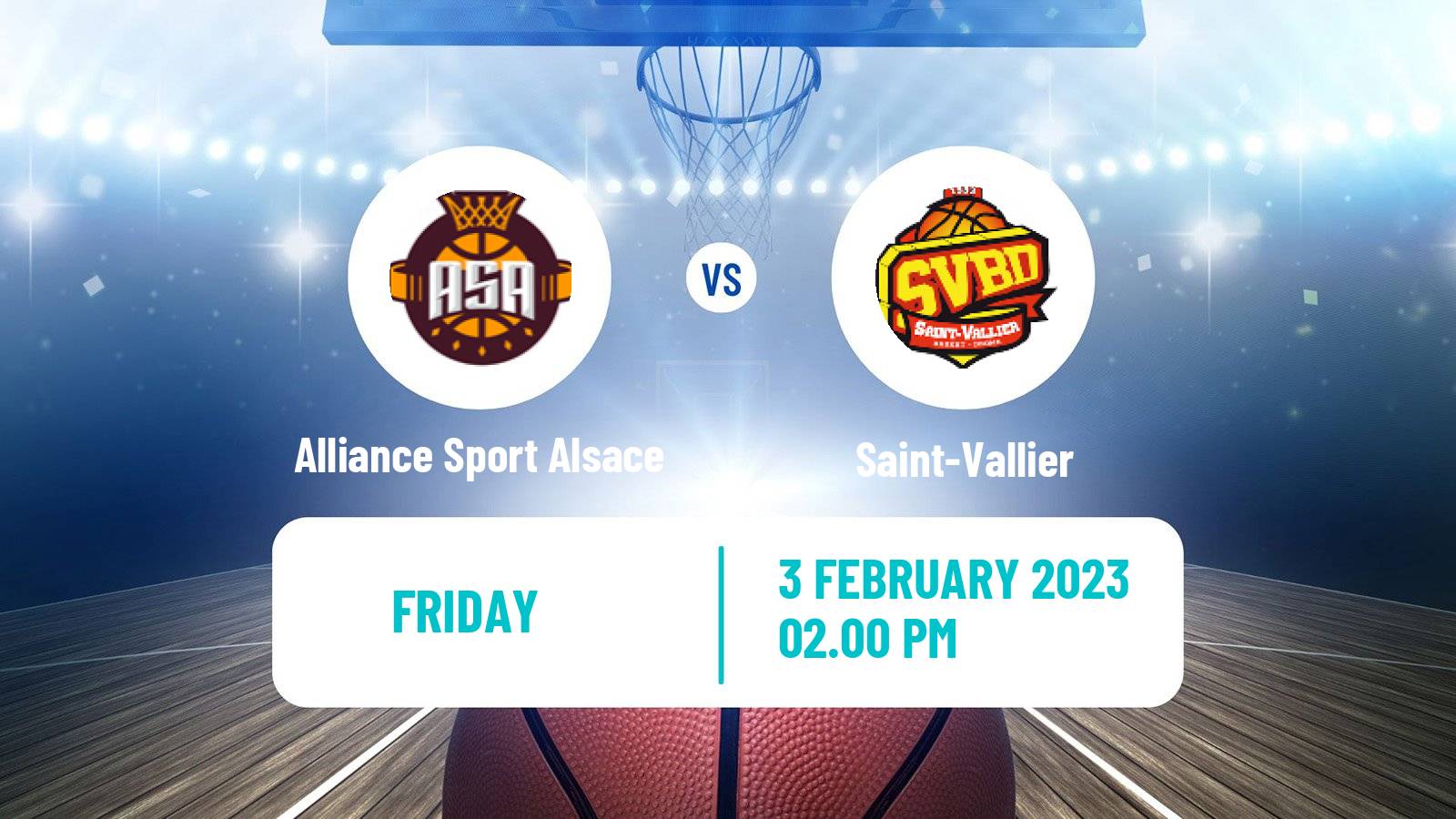Basketball French LNB Pro B Alliance Sport Alsace - Saint-Vallier
