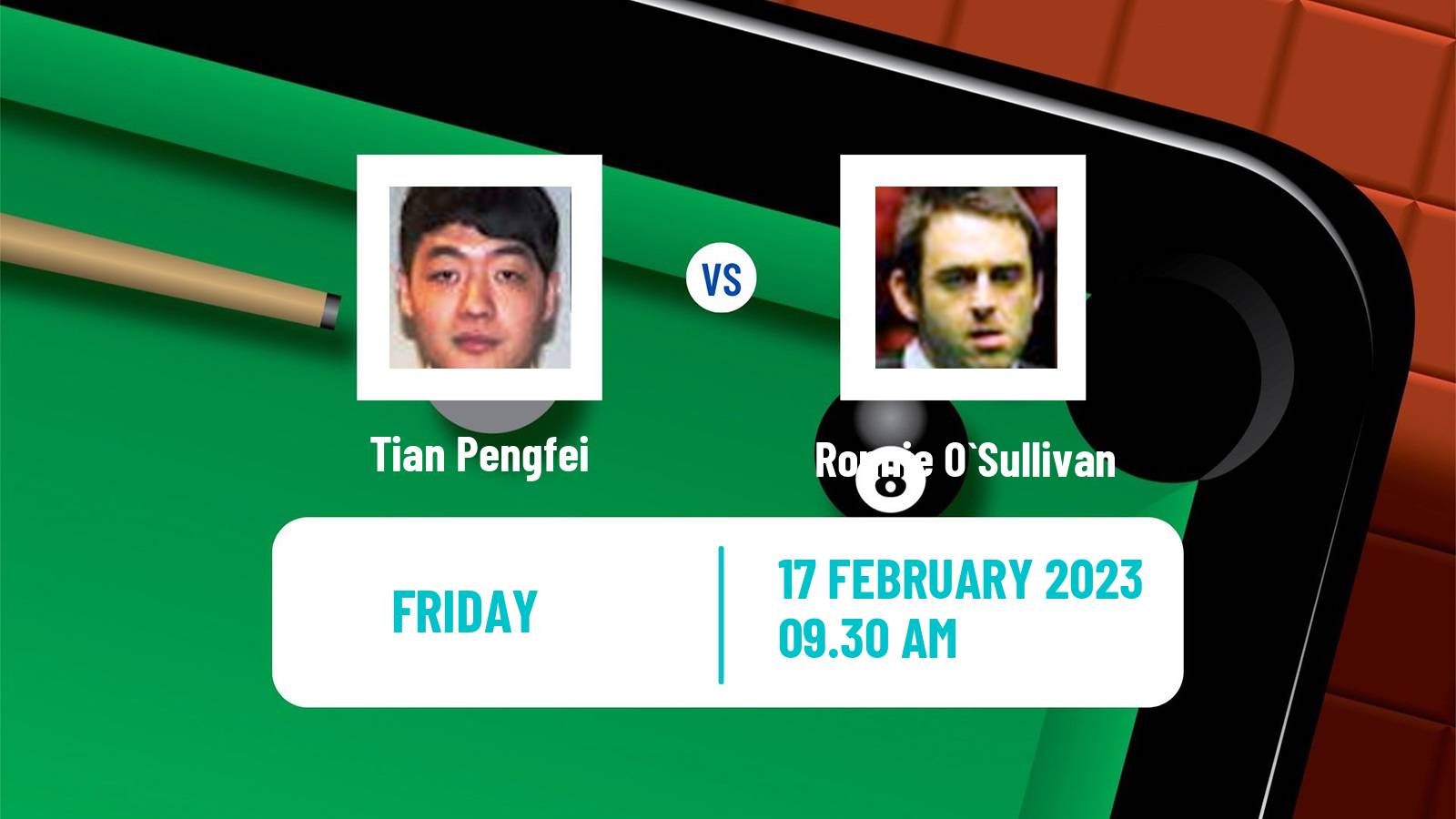 Snooker Snooker Tian Pengfei - Ronnie O`Sullivan