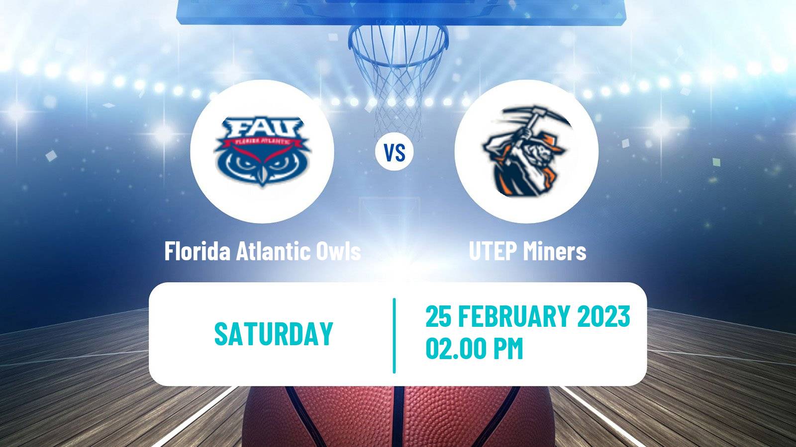 Basketball NCAA College Basketball Florida Atlantic Owls - UTEP Miners