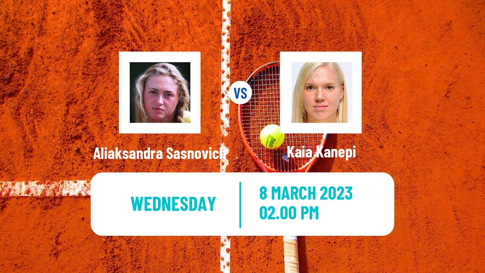 Tennis WTA Indian Wells Aliaksandra Sasnovich - Kaia Kanepi