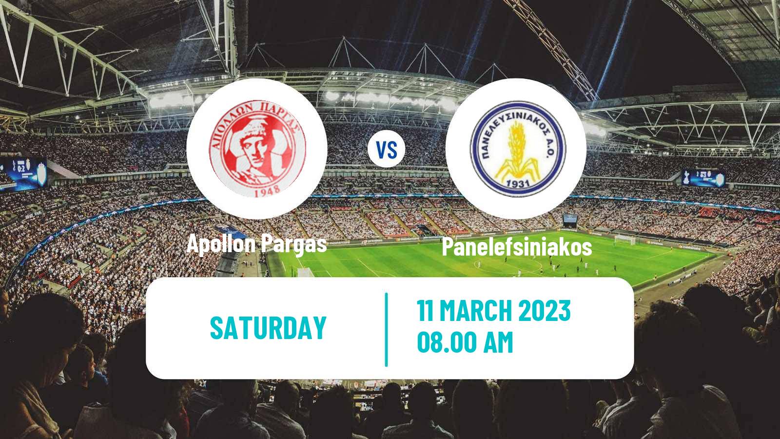 Soccer Greek Gamma Ethniki - Group 3 Apollon Pargas - Panelefsiniakos