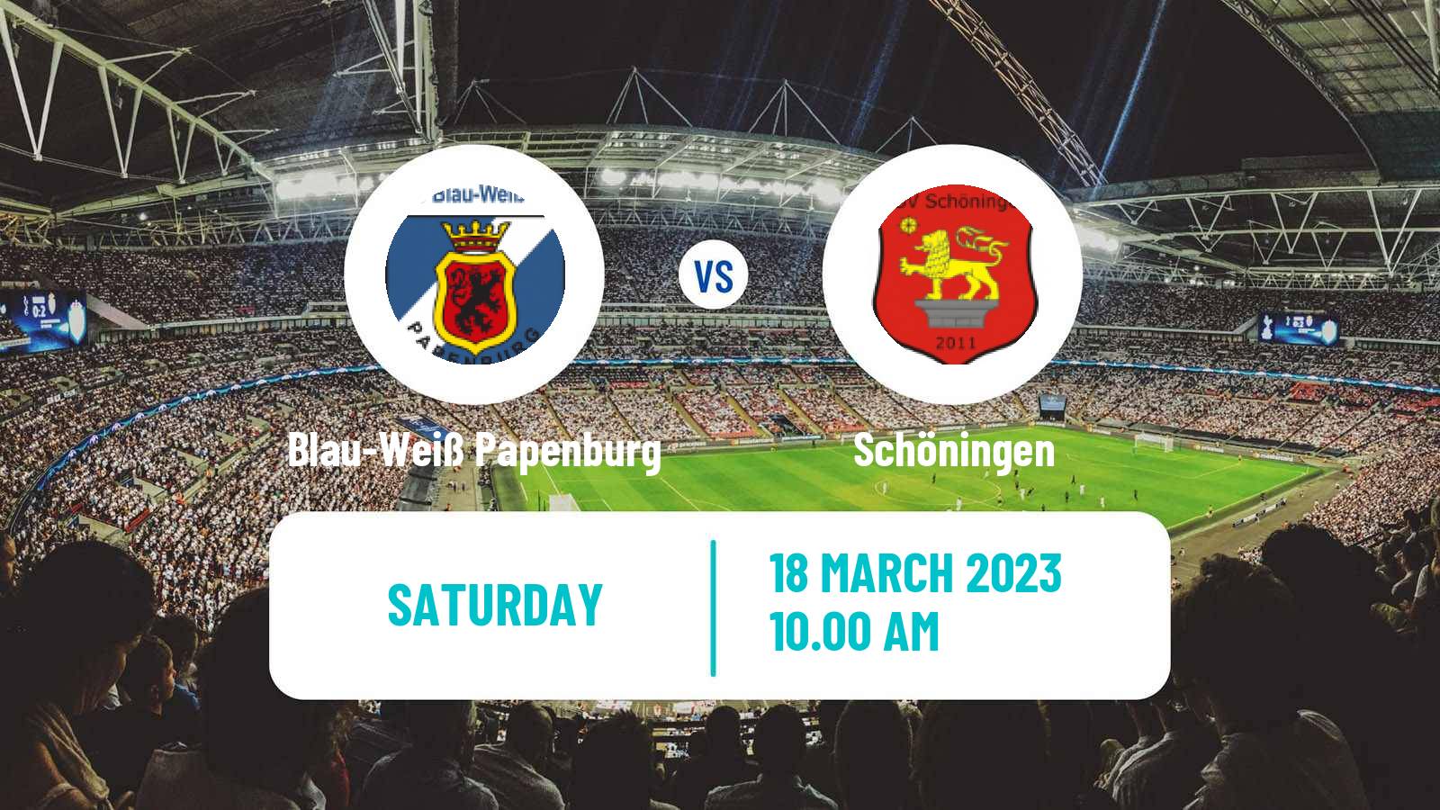 Soccer German Oberliga Niedersachsen Blau-Weiß Papenburg - Schöningen