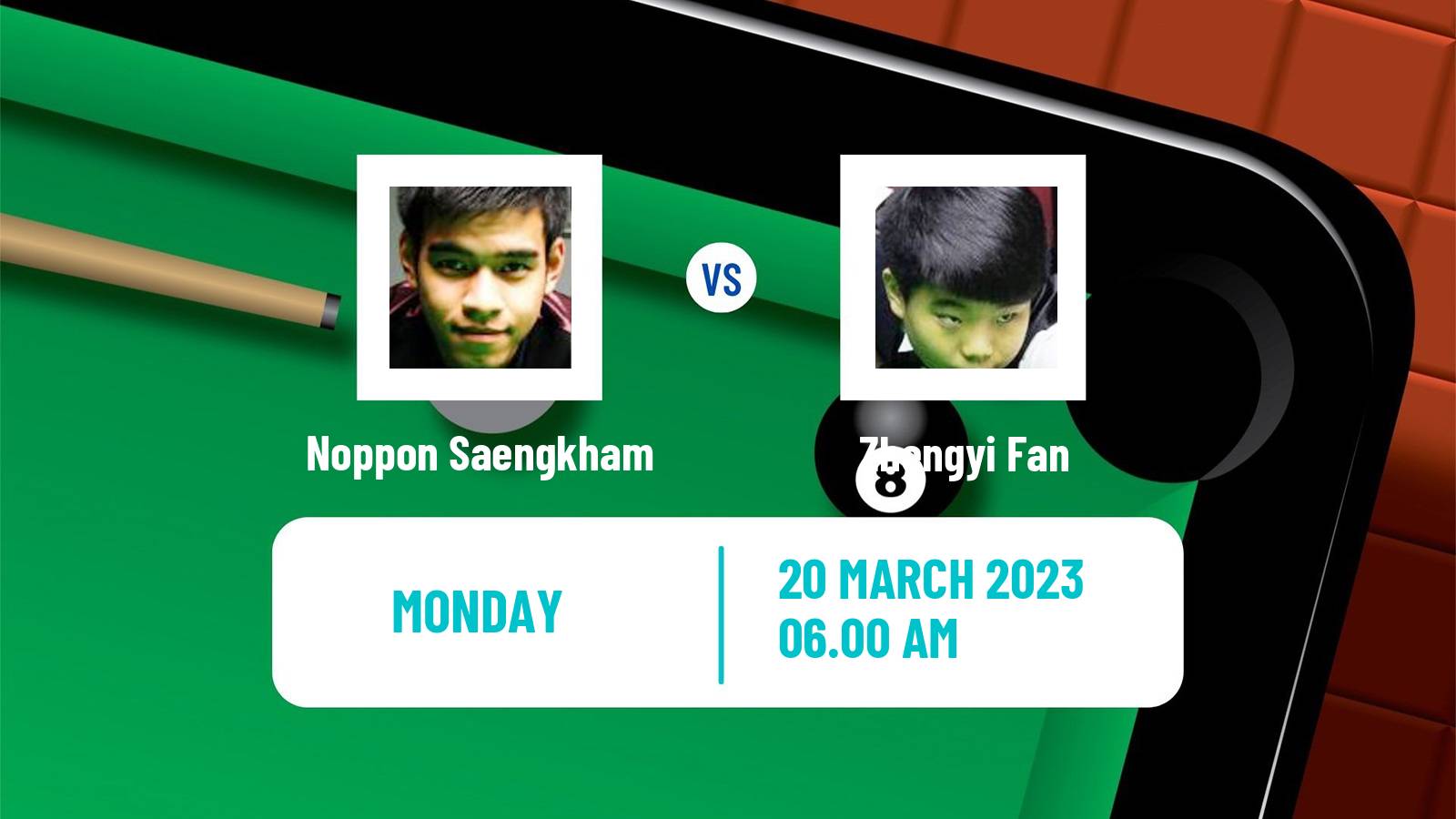 Snooker Snooker Noppon Saengkham - Zhengyi Fan