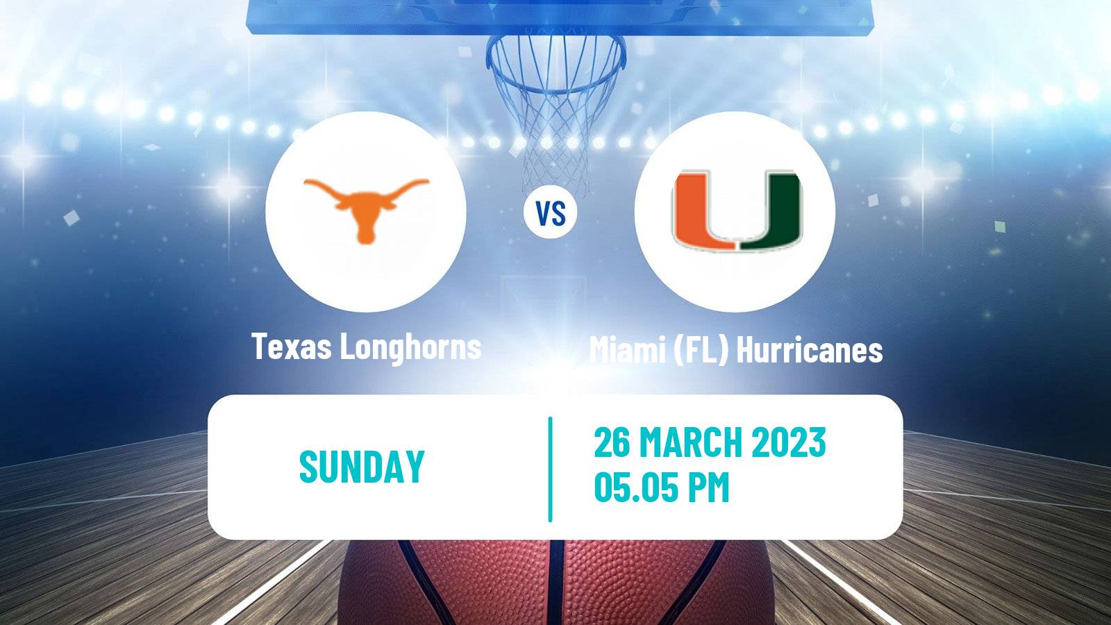 Basketball NCAA College Basketball Texas Longhorns - Miami FL Hurricanes