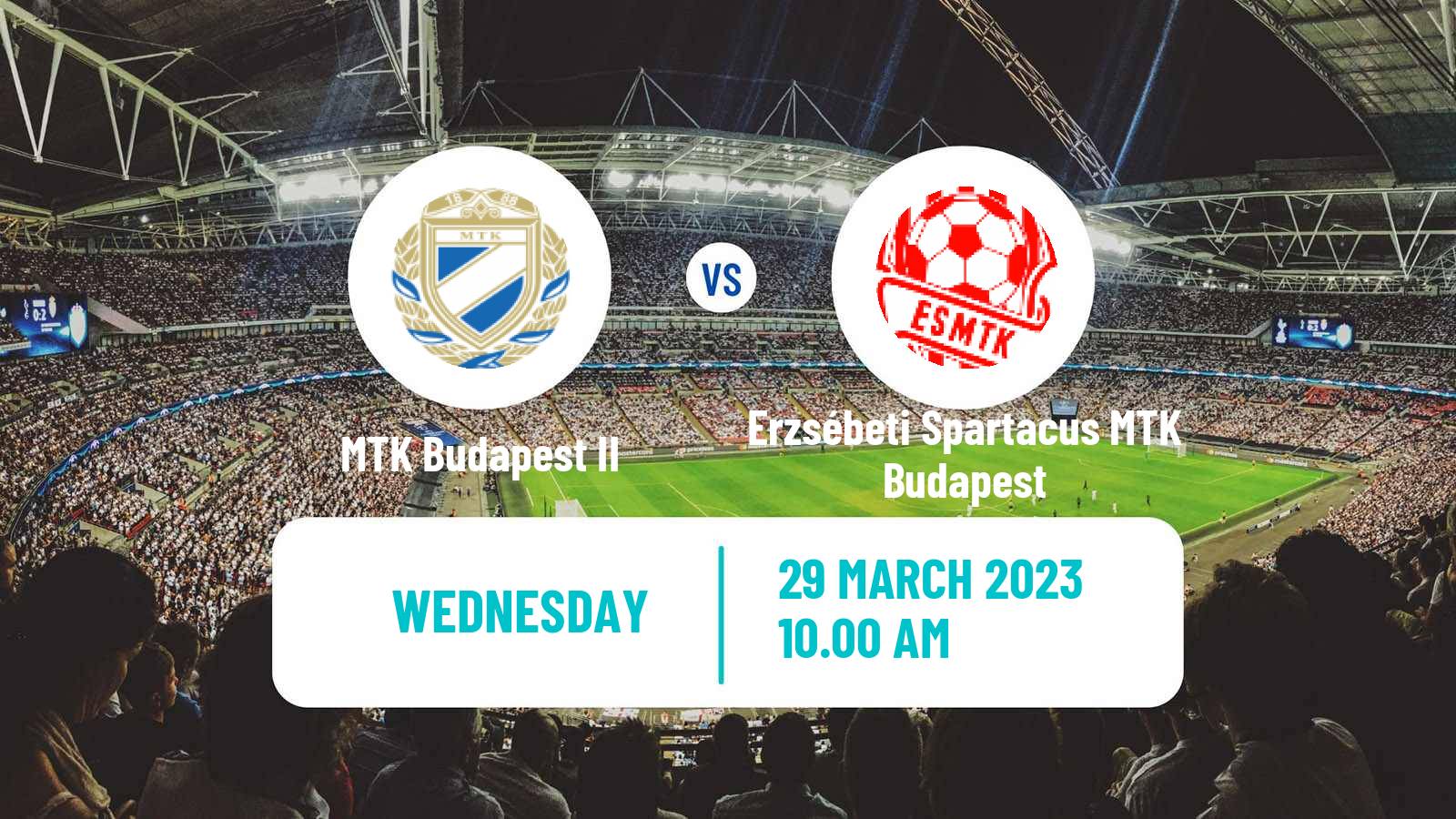 Soccer Hungarian NB III Centre MTK Budapest II - Erzsébeti Spartacus MTK Budapest