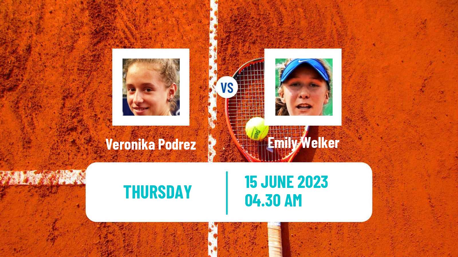 Tennis ITF W15 Norges La Ville Women Veronika Podrez - Emily Welker