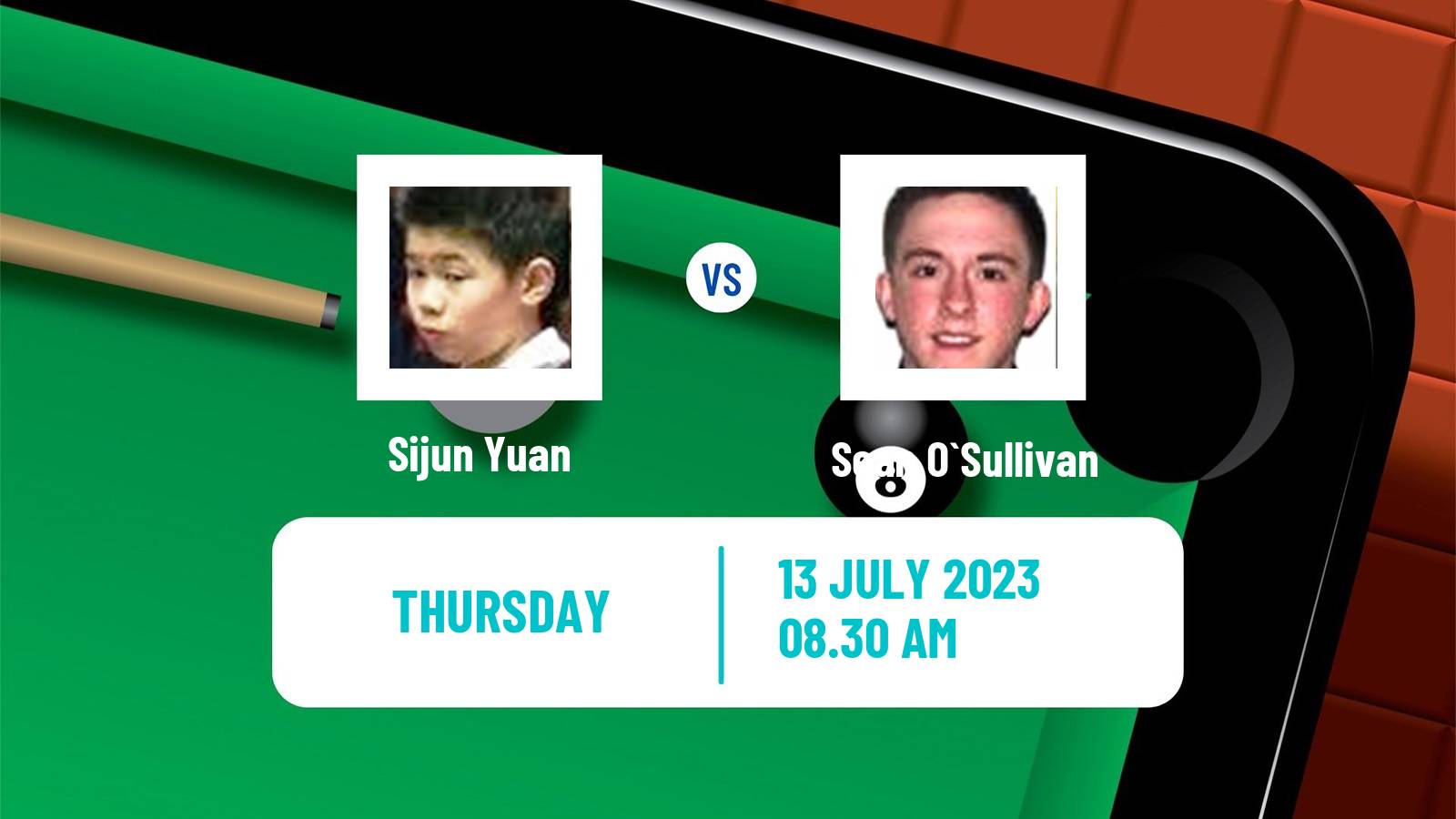 Snooker Championship League Sijun Yuan - Sean O`Sullivan