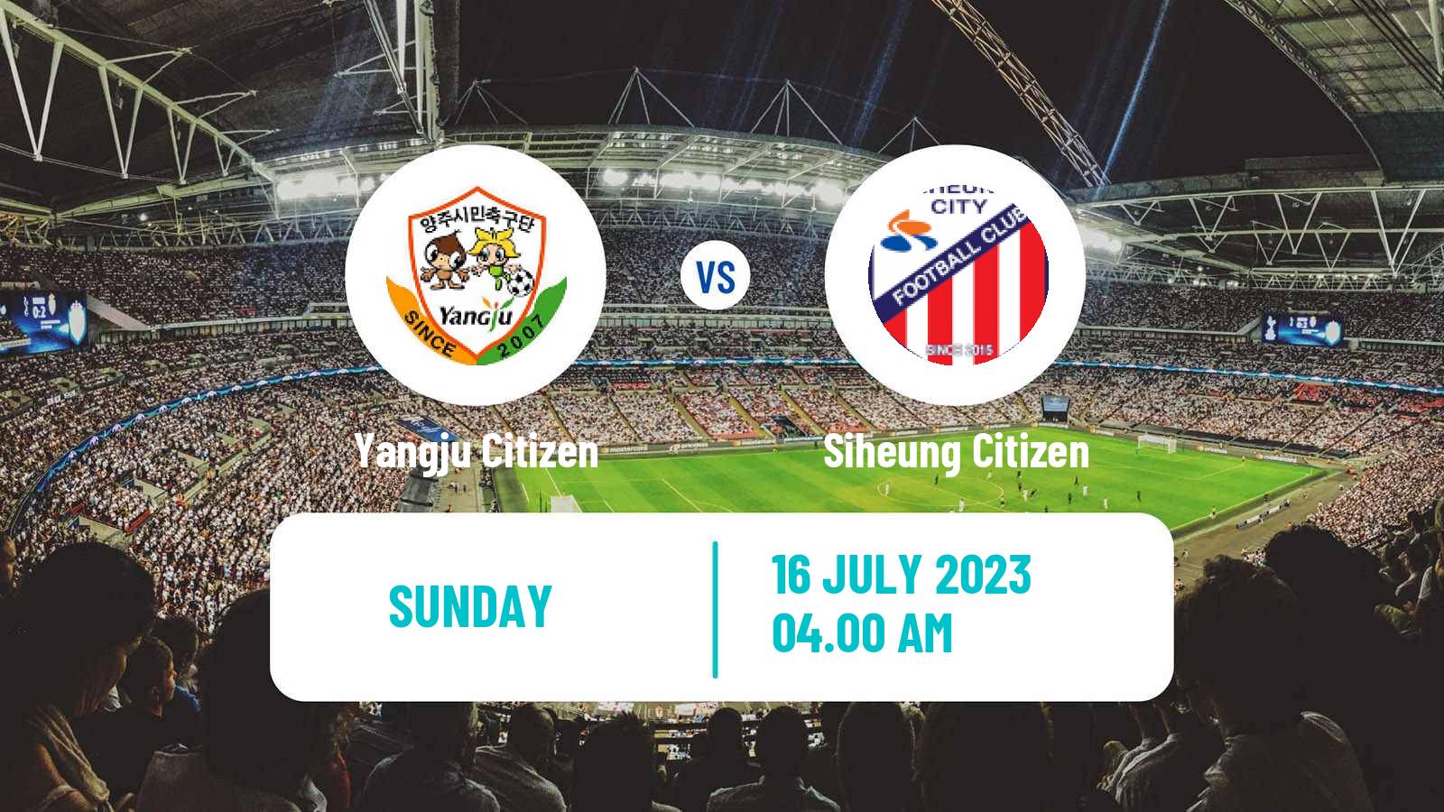 Football South Korean K3 League Yangju Citizen - Siheung Citizen