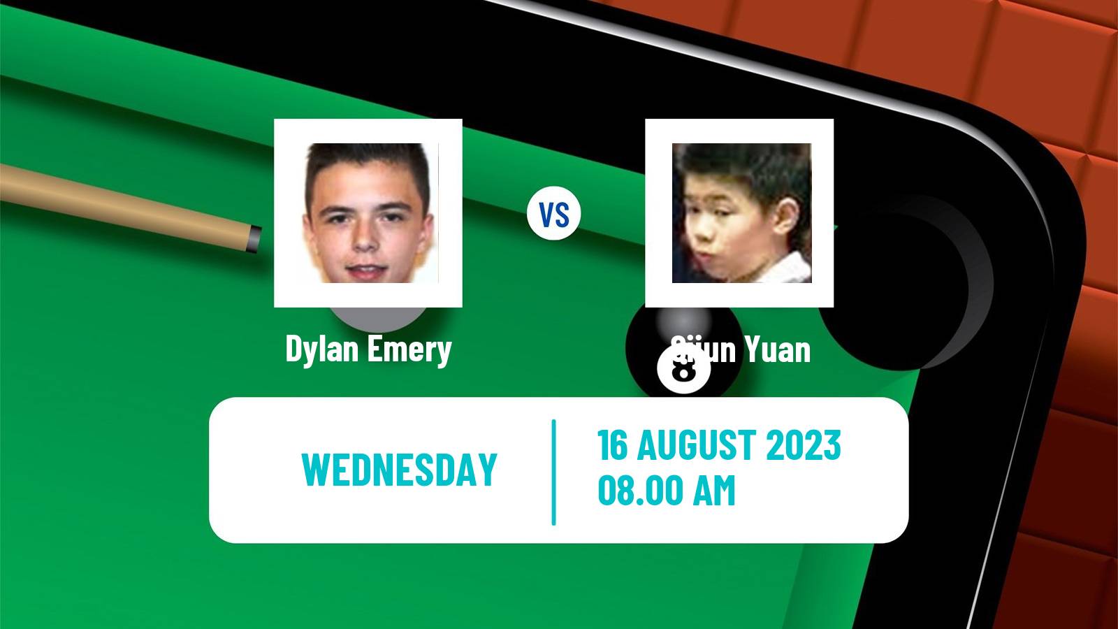 Snooker British Open Dylan Emery - Sijun Yuan