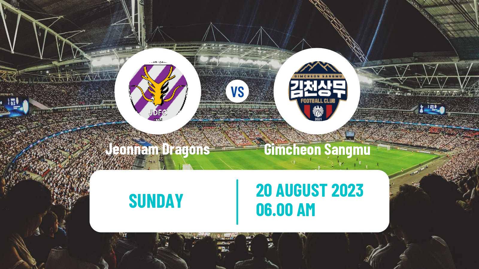 Soccer South Korean K-League 2 Jeonnam Dragons - Gimcheon Sangmu