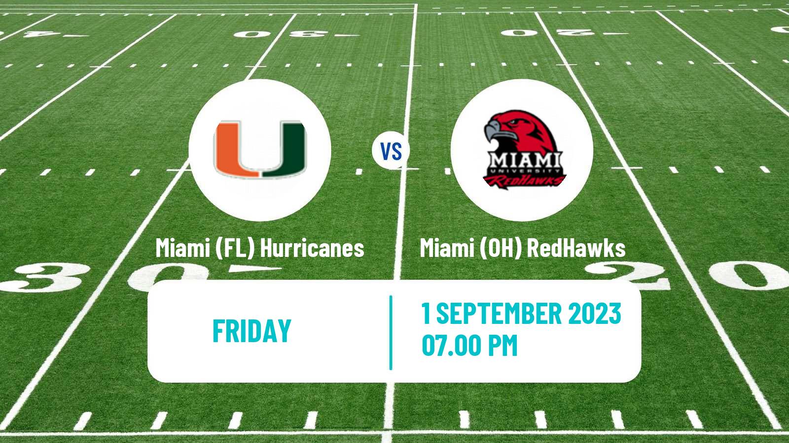 American football NCAA College Football Miami FL Hurricanes - Miami OH RedHawks